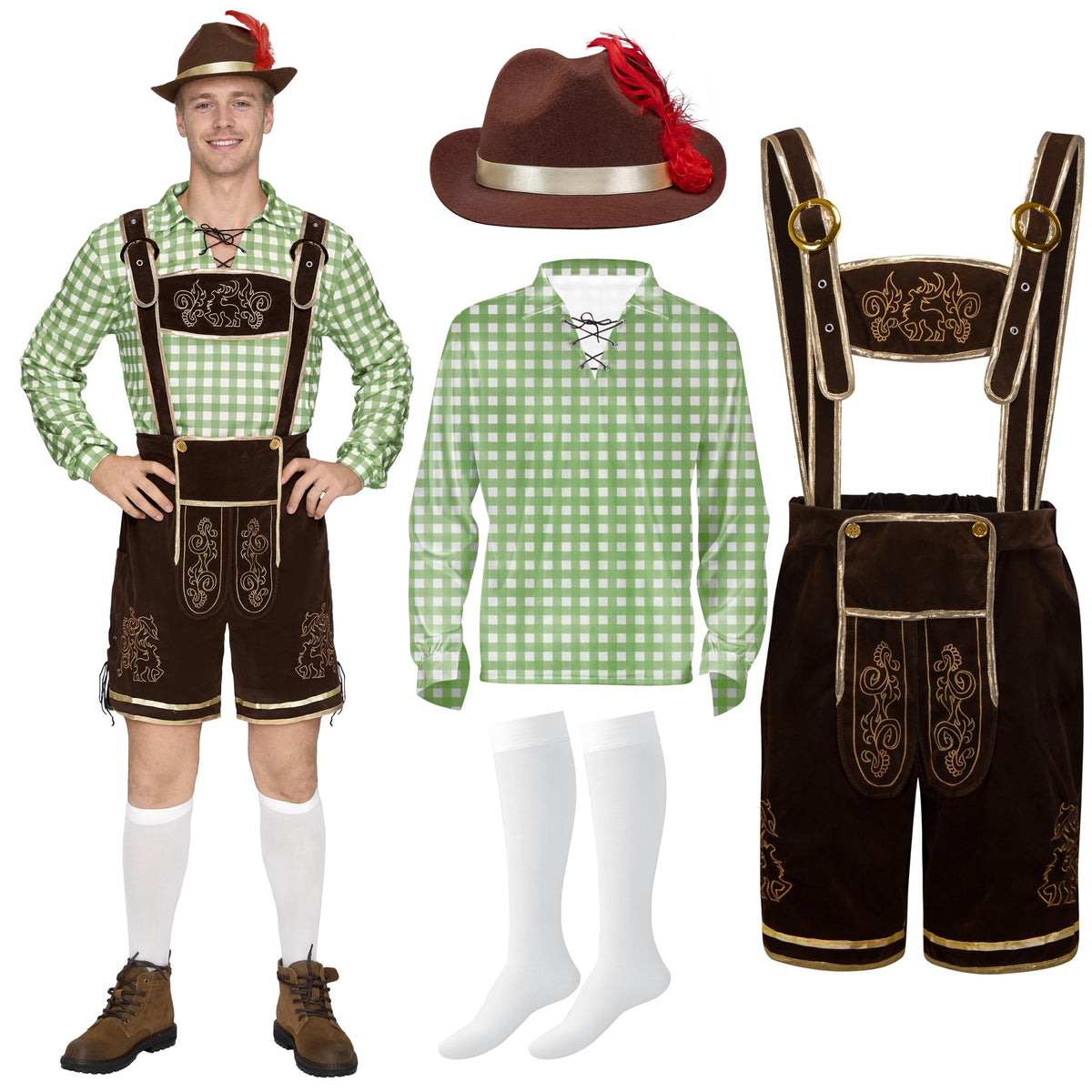 Spooktacular Creations Bavarian Oktoberfest Costume Lederhosen Men-L 🍁 All In One Marketplace Canada