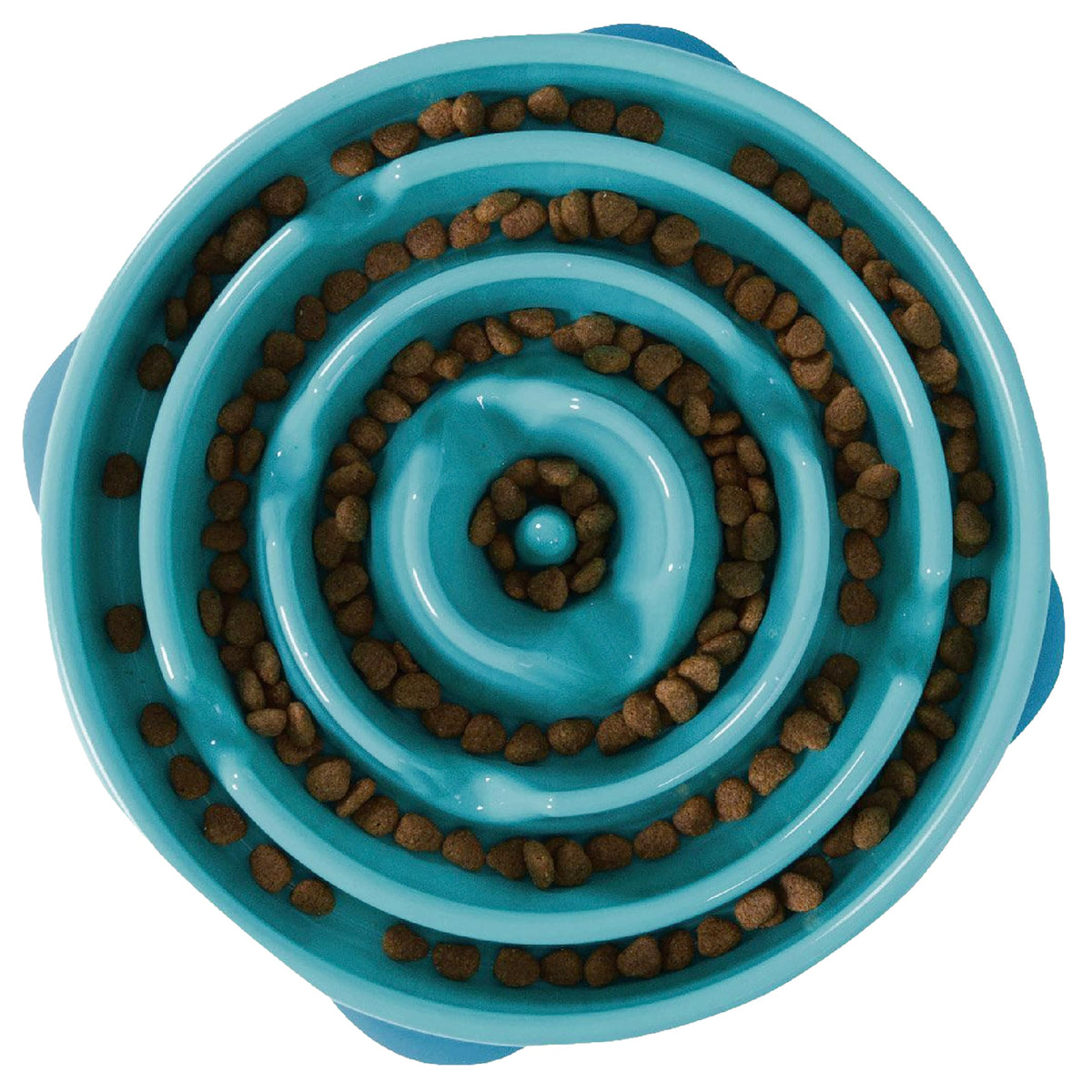 Fun Feeder Slo Bowl – Large 4‑Cup Capacity, Slow Feeding, Medium to Large Dogs, Non‑Slip, Turquoise, Drop Pattern