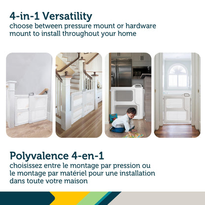 Safety 1st Perfect Fit Gate, Pressure or Hardware installed - Fits Spaces Between 28" and 42" Wide, 28" Tall. Pivoting Bumper For Uneven Openings, Solid Panel Design, Perfect for babies and Pets, White Safety 1st