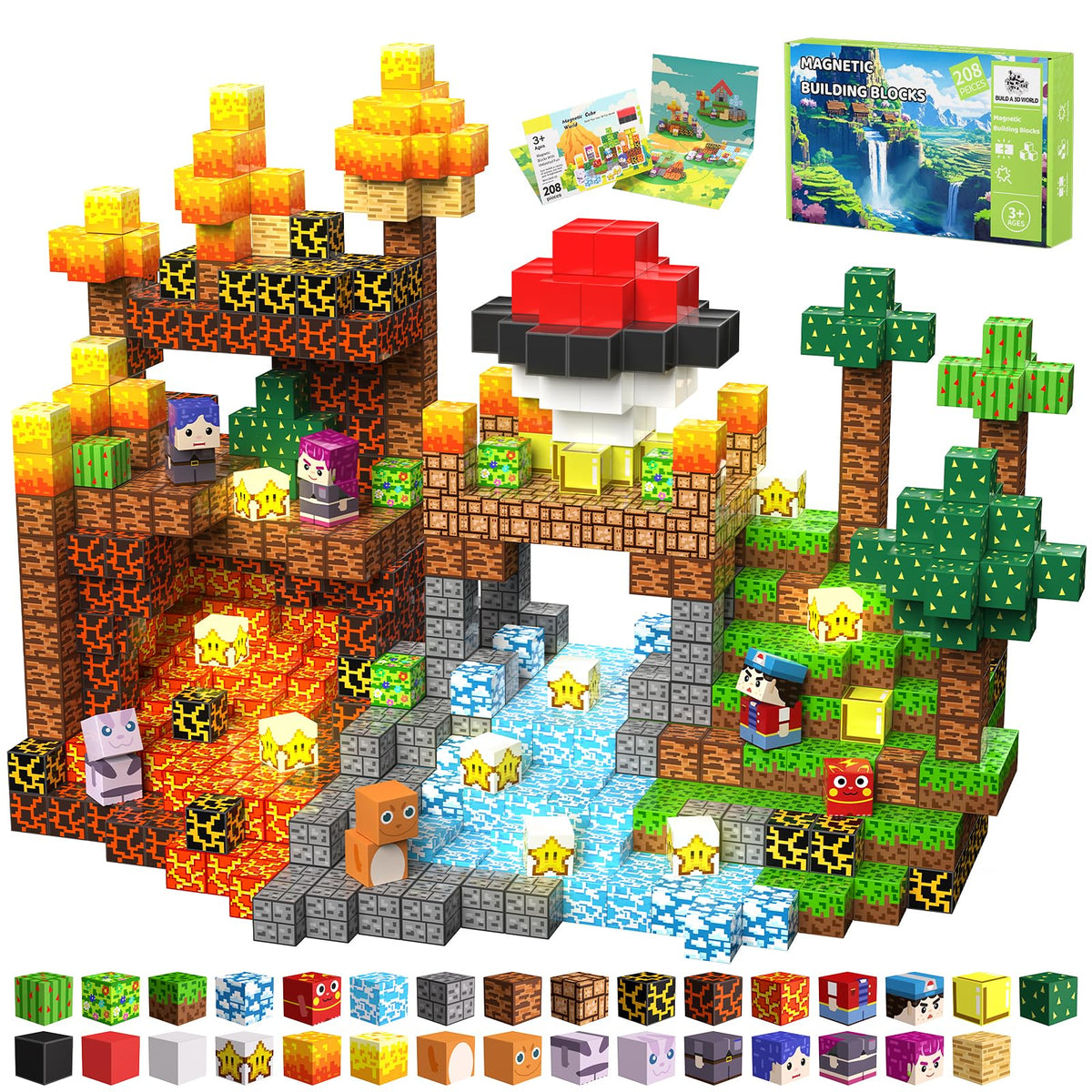 SSAWER Magnetic Blocks, 208PCS Light Up Building Cube Toys Gifts for Kids 🍁 All In One Marketplace Canada