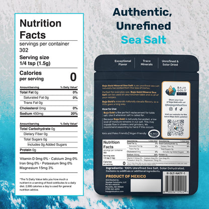 Baja Gold Mineral Sea Salt - Natural Grain Salt for Cooking & Baking | 1 lb. Resealable Bag