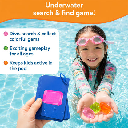 Skillmatics Pool Toys - Seek & Splash, Search & Find Water Game, Swimming Pool Dive Toy for Kids, Summer Fun & Gifts for Boys & Girls Ages 6, 7, 8, 9, 10, 11 & Up, Includes 64 Colorful Gems