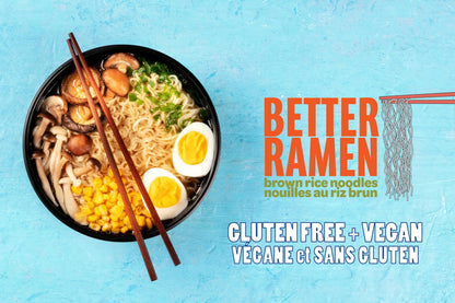 BetterRamen Gluten-Free Brown Rice Ramen Noodles – Vegan, Non-GMO, 12 Cakes (840g)