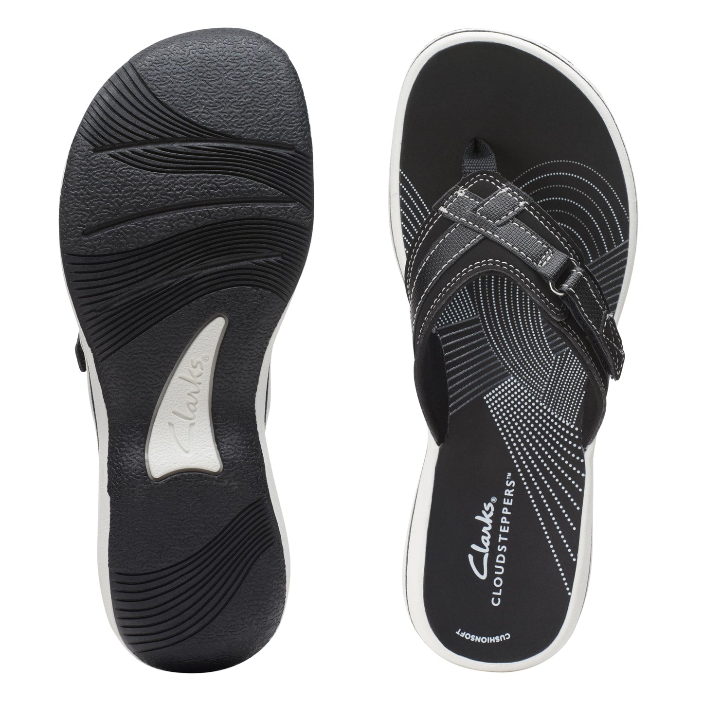 Clarks Cloudsteppers Women's Breeze Sea Flip-Flop, Black Synthetic, 9 Medium US
