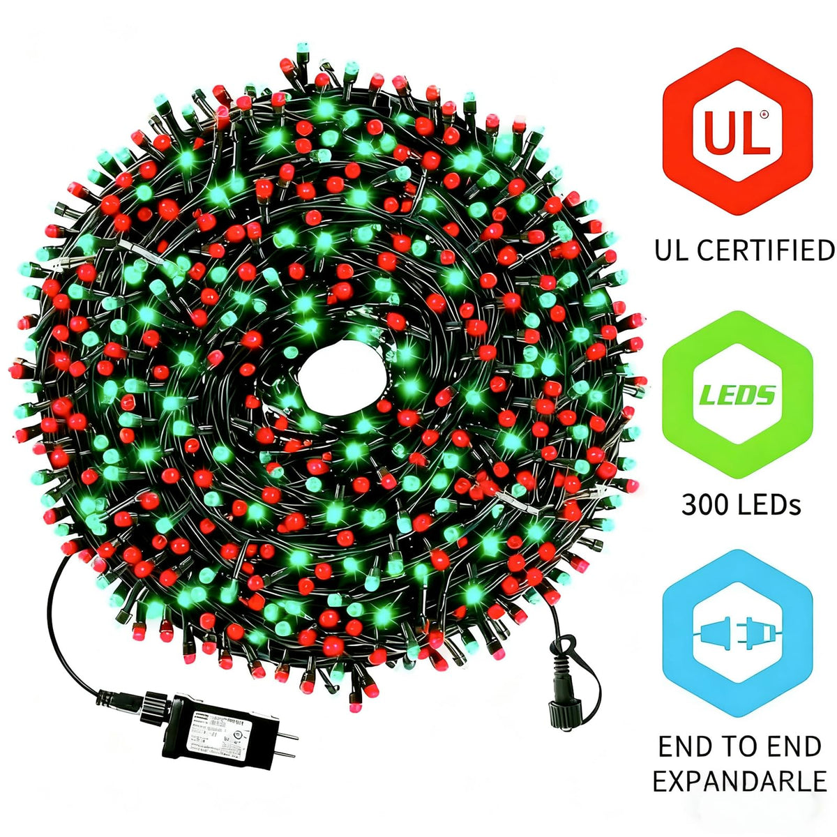MZD8391 105FT 300LED Christmas Light, Christmas Tree Light, Red Green 🍁 All In One Marketplace Canada