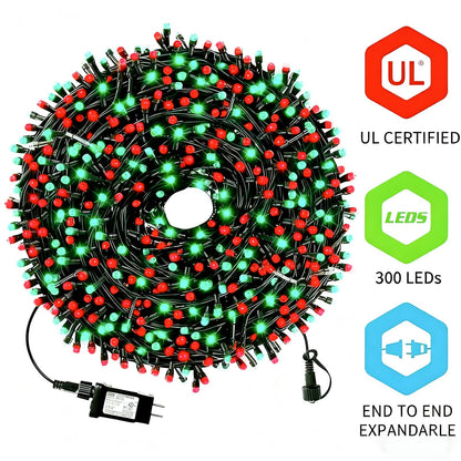 MZD8391 105FT 300LED Christmas Light, Christmas Tree Light, Red Green 🍁 All In One Marketplace Canada