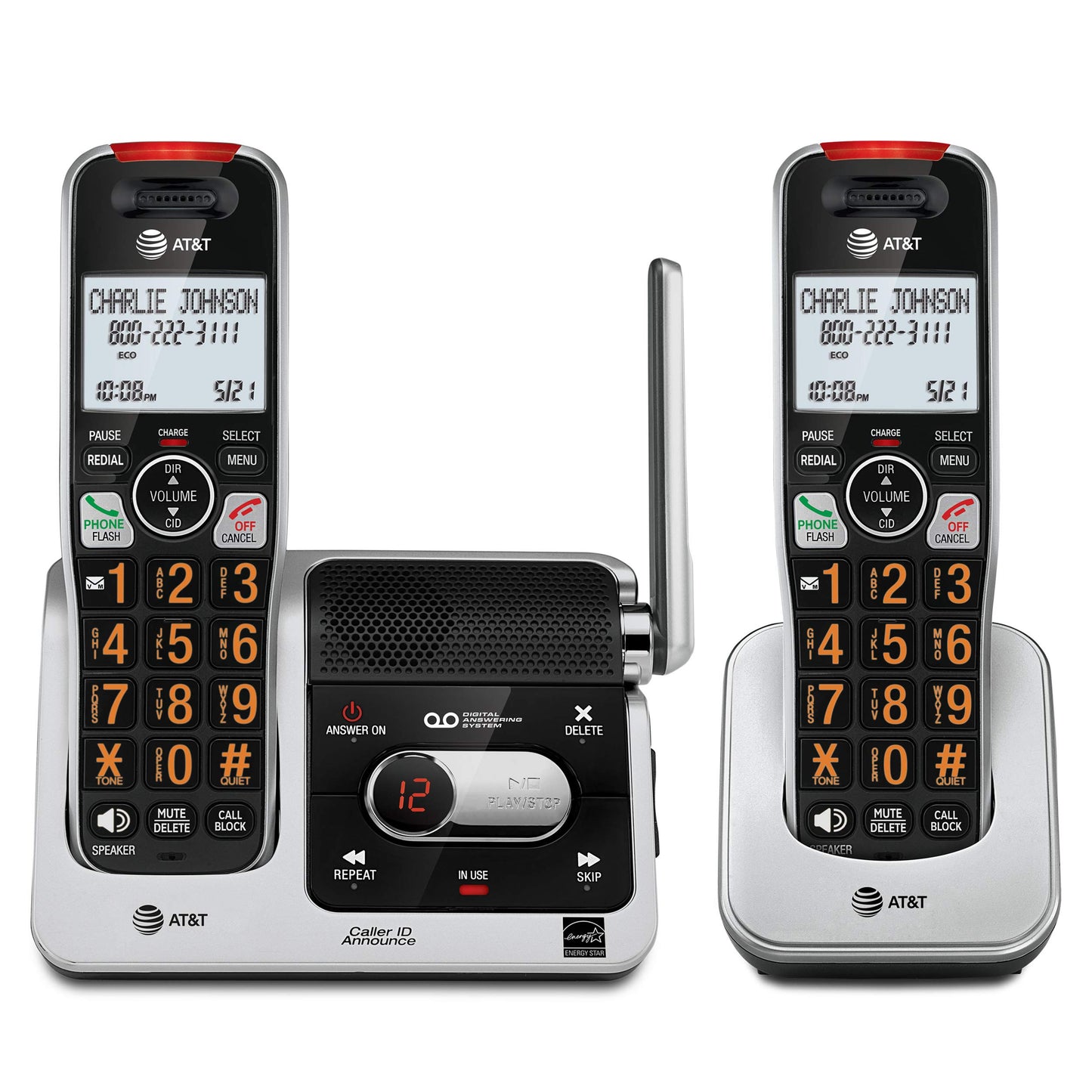 AT&T BL102-2 DECT 6.0 2-Handset Cordless Phone for Home with Answering Machine, Call Blocking, Caller ID Announcer, Audio Assist, Intercom, and Unsurpassed Range, Silver/Black 🍁 All In One Marketplace Canada
