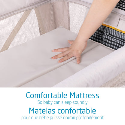 Maxi-Cosi Swift Playard, Playpen with 3-in-1 (Newborn bassinet, toddler, play), Portable, ultra comfort, 1 step fold, travel bag included, Horizon Sand Maxi-Cosi