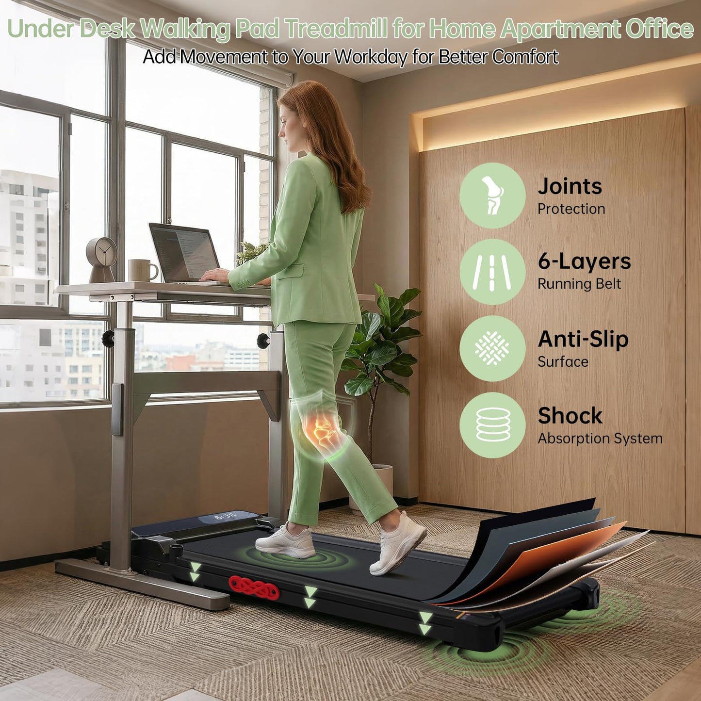 Walking Pad Treadmill with Handle Bar, 3.0HP Portable Small Walking Treadmills for Home Small, 0.6-7.6MPH Compact Treadmill for Exercising, Under The Desk Mini Treadmills with Incline, Model V407 - Available at All In One Marketplace Canada