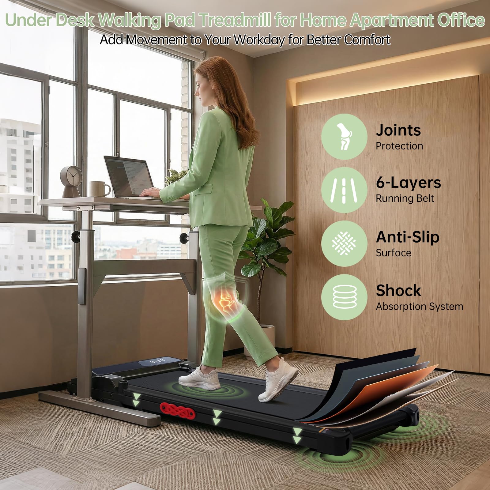 Walking Pad Treadmill with Handle Bar, 3.0HP Portable Small Walking Treadmills for Home Small, 0.6-7.6MPH Compact Treadmill for Exercising, Under The Desk Mini Treadmills with Incline, Model V407 - Available at All In One Marketplace Canada
