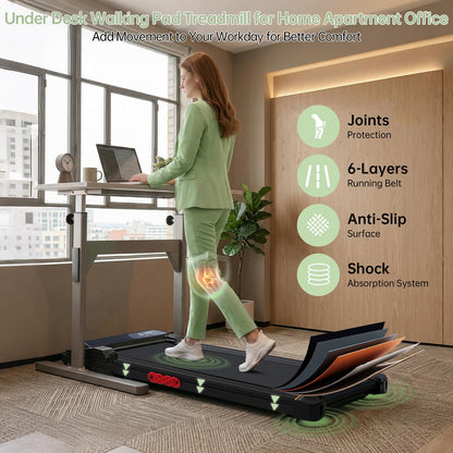 Walking Pad Treadmill with Handle Bar, 3.0HP Portable Small Walking Treadmills for Home Small, 0.6-7.6MPH Compact Treadmill for Exercising, Under The Desk Mini Treadmills with Incline, Model V407 - Available at All In One Marketplace Canada