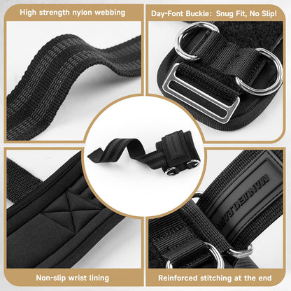 MANUEKLEAR Non-Slip Wrist Straps for Weightlifting Deadlifting, Gym Lifting Straps with D Rings for Cable Machine Workout, 10mm Neoprene Padded Weight lifting Wrist Wraps for Men Women (Black, M (6.3-7.5inch)) - Available at All In One Marketplace Canada