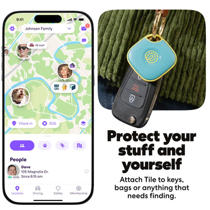 Life360 Tile - Bluetooth Tracker, Keys Finder and Item Locator for Keys, Bags and More. Phone Finder. Both iOS and Android Compatible. 1-Pack (Aqua Lemon)