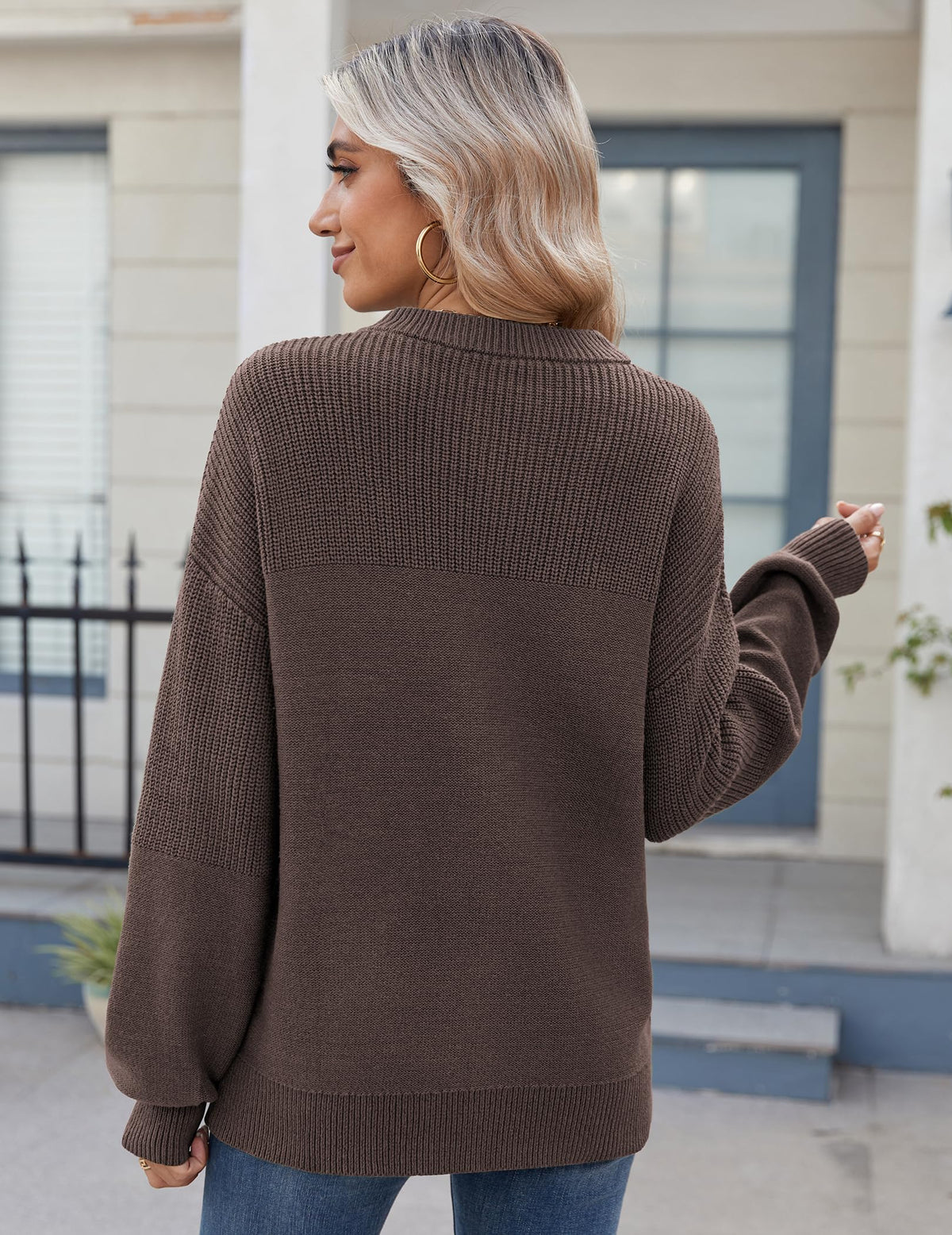 Zeagoo Womens Business Casual Tops Winter Brown Crewneck Chunky Pullover 🍁 All In One Marketplace Canada