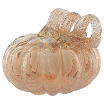Citrouille décorative en verre soufflé Boston International pour Thanksgiving et Halloween, petit modèle, Cidre de pomme