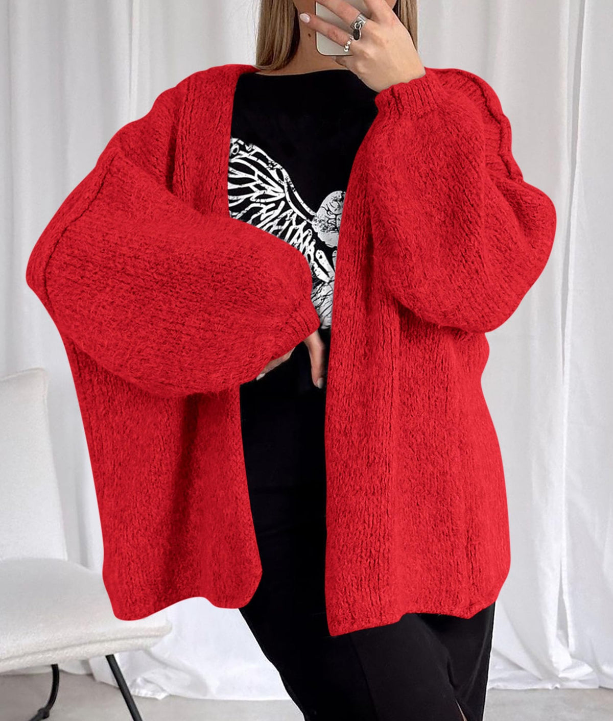 PRETTYGARDEN Womens Open Front Oversized Cardigan Sweaters Red 🍁 All In One Marketplace Canada