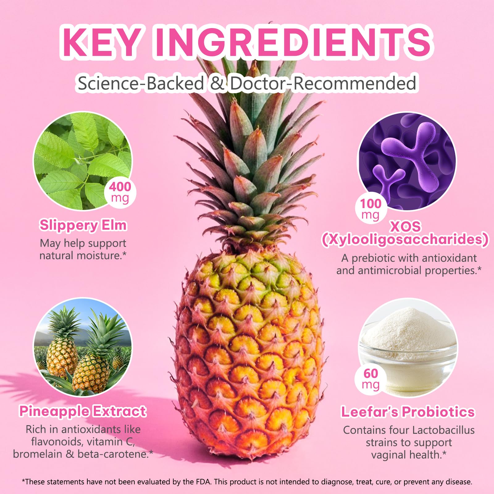 Probiotics Gummies for Women Wellness, Pineapple Flavor, 60 Gummies (1 Pack) - Available at All In One Marketplace Canada