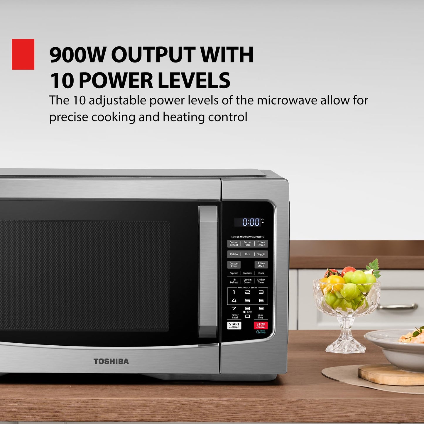 TOSHIBA ML-EM31P(SS)/CA Microwave Oven with Smart Sensor, Easy Clean Interior, ECO Mode, and Sound On/Off, 1.2 Cu. ft, Stainless Steel - Available at All In One Marketplace Canada