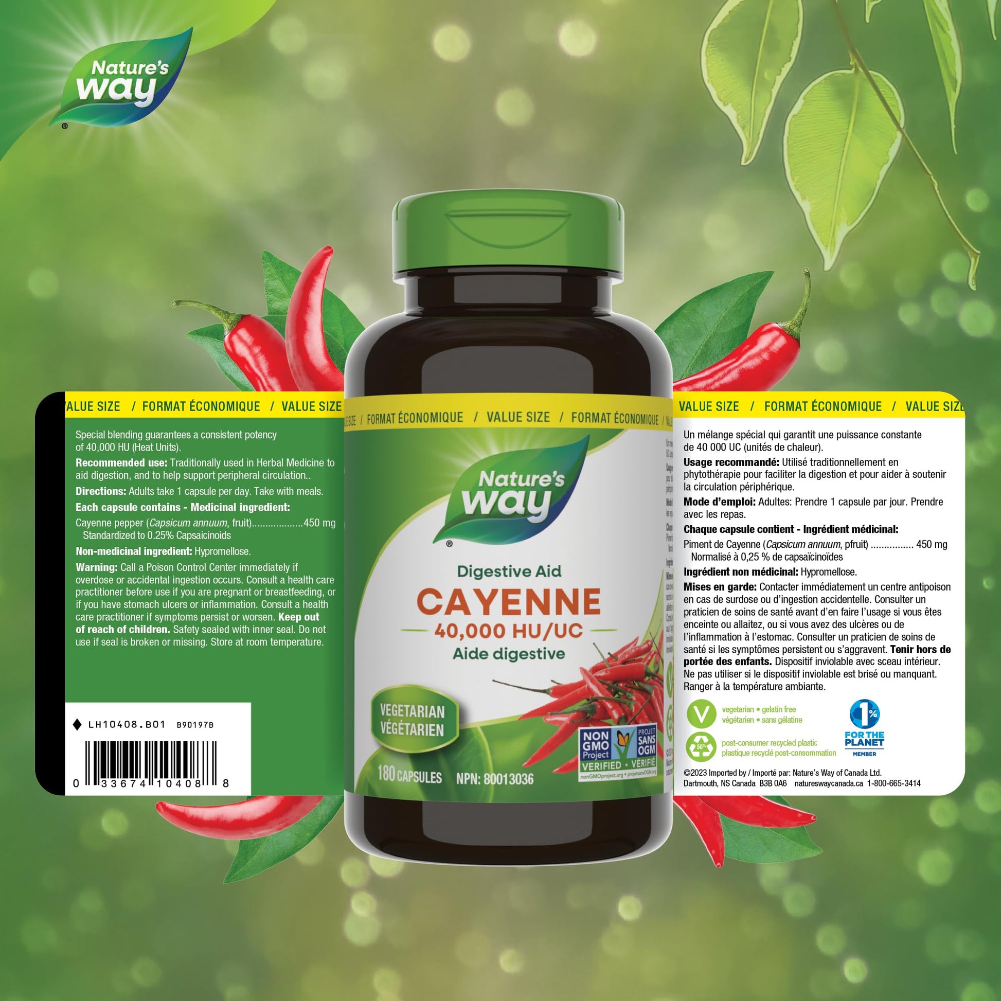 Nature’s Way Cayenne 40,000 HU – Herbal Digestion & Peripheral Circulation Supplement – Cayenne Pepper Capsules – Vegetarian, Non-GMO – 180 Capsules Nature's Way