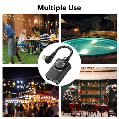 HBN Outdoor Light Timer Waterproof, Weatherproof Photocell Dusk to Dawn Light Sensor Timer 2/4/6/8 Countdown Timer, 1 Grounded Outlet for Christmas Lights，Hallowen Deceration，1875W 15A 1/2HP 🍁 All In One Marketplace Canada