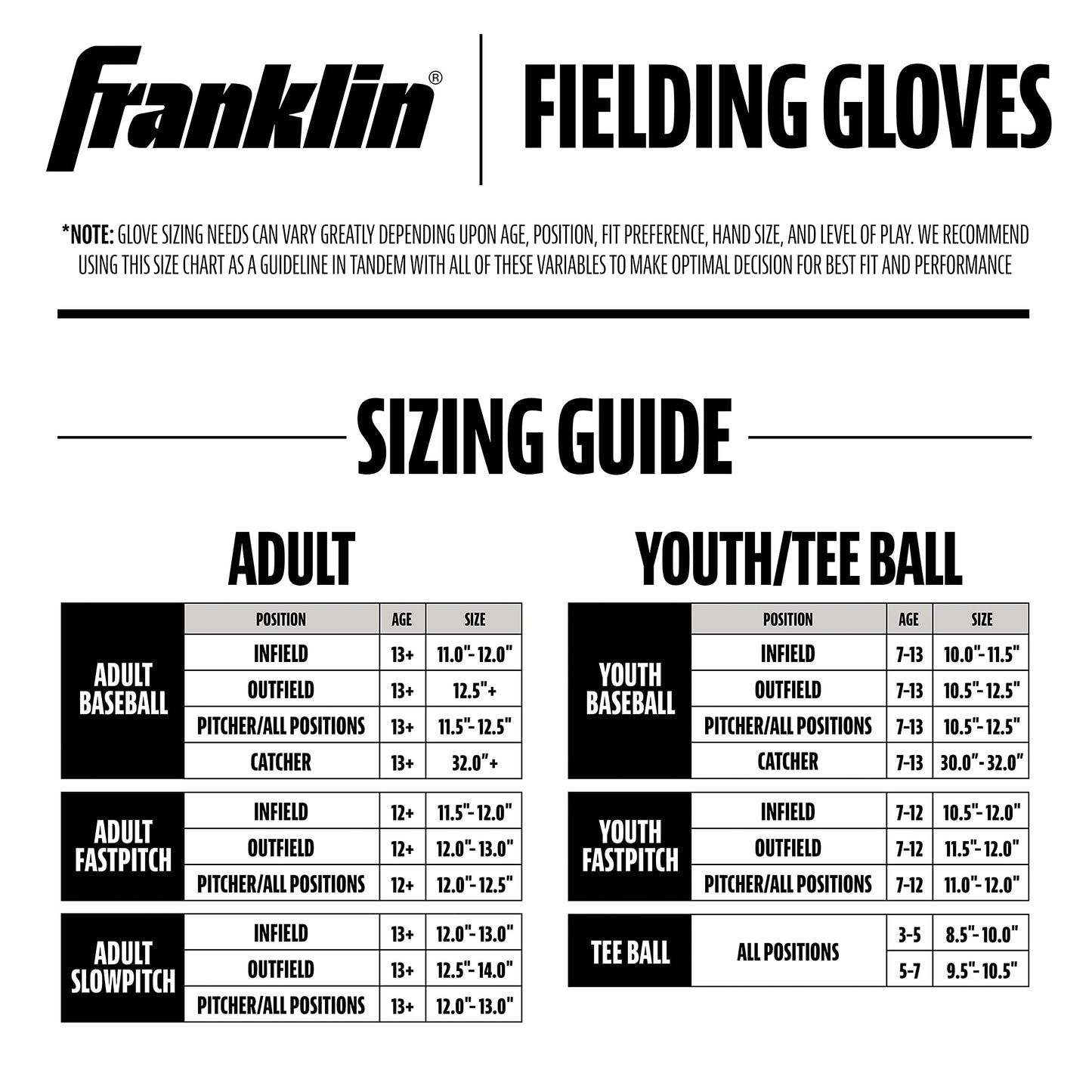 Franklin Sports Baseball and Softball Glove - Fieldmaster Adult + Youth Baseball Gloves - Men's + Women's Infield + Outfield Mitt - Right Hand Throw - 13" 🍁 All In One Marketplace Canada
