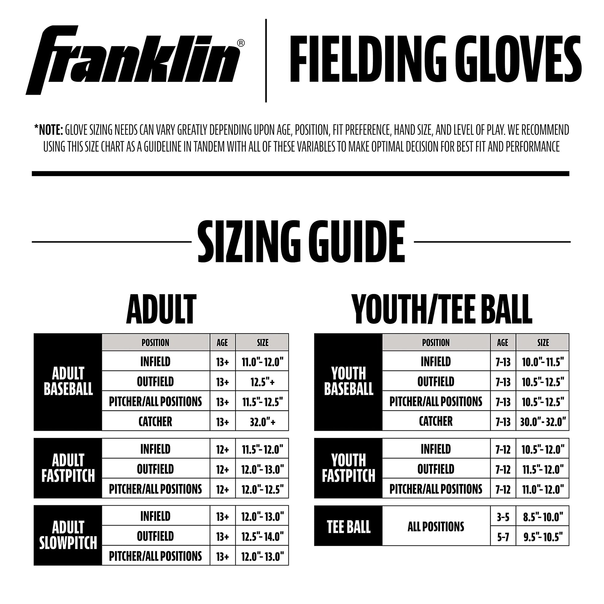 Franklin Sports Baseball and Softball Glove - Fieldmaster Adult + Youth Baseball Gloves - Mens + Womens Infield + Outfield Mitt - Right Hand Throw - 10.5" Franklin Sports