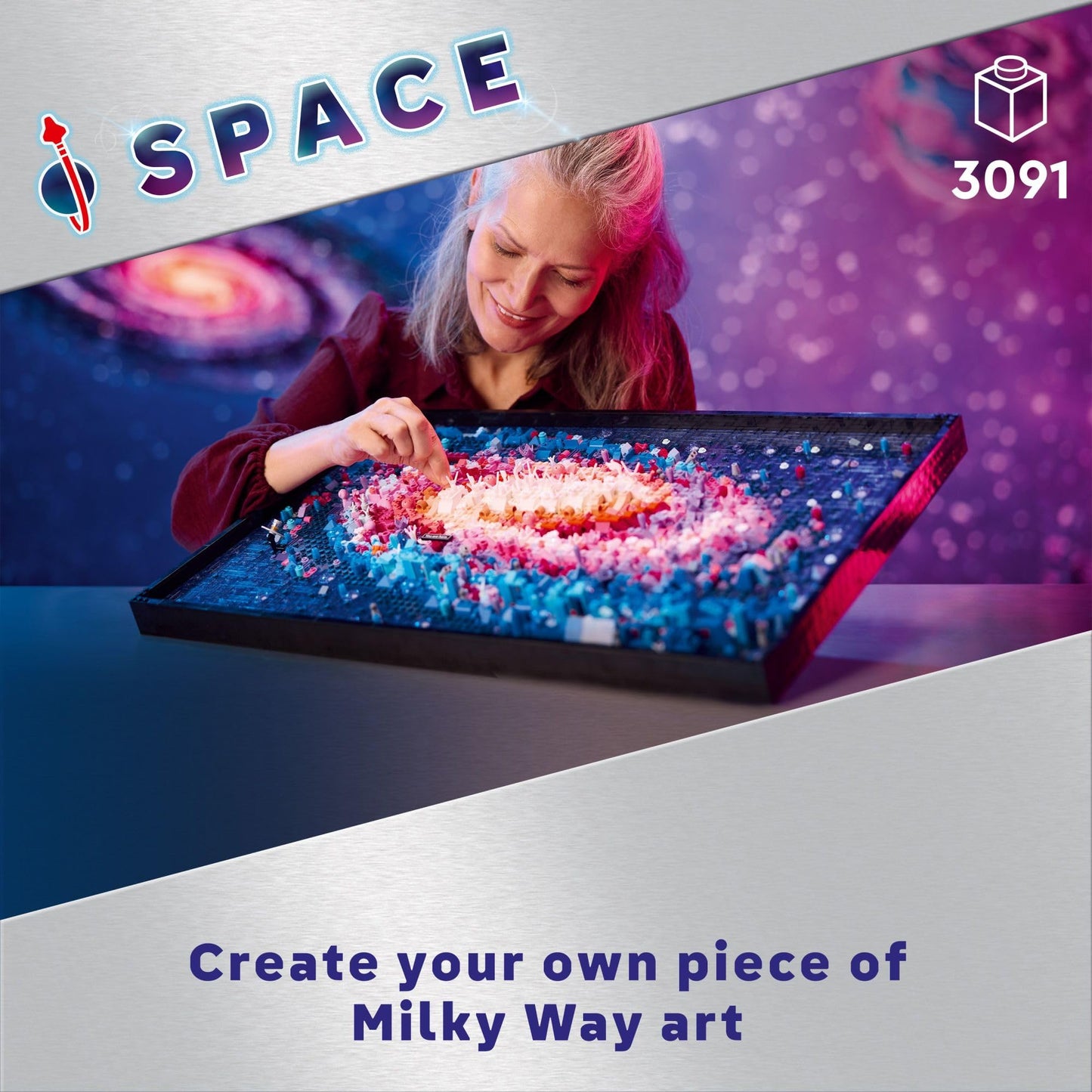 LEGO Art The Milky Way Galaxy Wall Art Décor, Space and Astronomy Gift, Building Set for Adults, Creative Activity for Art and Design Lovers, Home Décor Ideas for Living Room, 31212 LEGO