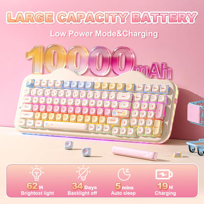 YUNZII C98 Cute Cake Wireless Mechanical Keyboard (Beige, Candy Switch) 🍁 All In One Marketplace Canada