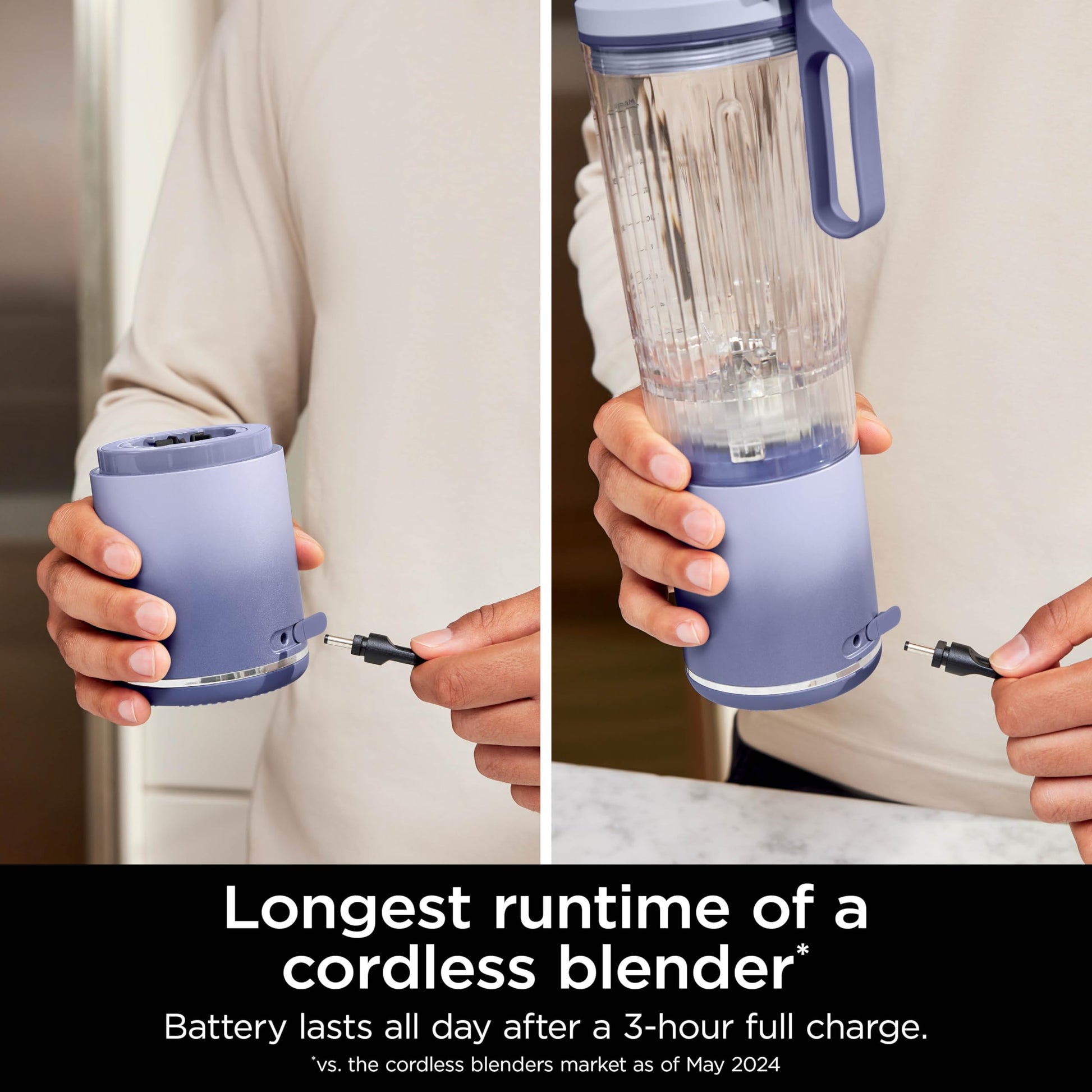 Ninja Blender, Blast Max, Cordless, Personal Blender for Smoothies, Frozen Drinks, Ice Crush, 22 oz. Removable Vessel, Leakproof Lid, BPA-Free, Dishwasher Safe, Auto-iQ Technology, Lavender, BC251CLD - Available at All In One Marketplace Canada