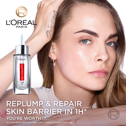 L’Oréal Paris 1.5% Pure Hyaluronic Acid Serum, Hydrates and Plumps Skin, Reduces the Look of Wrinkles, Revitalift Face Serum, For All Skin Tones & Types, Fragrance Free, Non Comedogenic, 30ml - Available at All In One Marketplace Canada