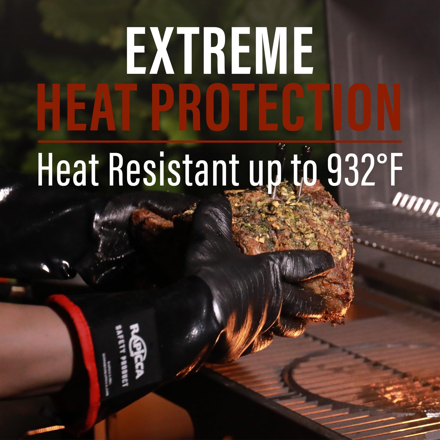 RAPICCA BBQ Grill Gloves, 932°F Heat Resistant Neoprene, 14 in XL - Available at All In One Marketplace Canada