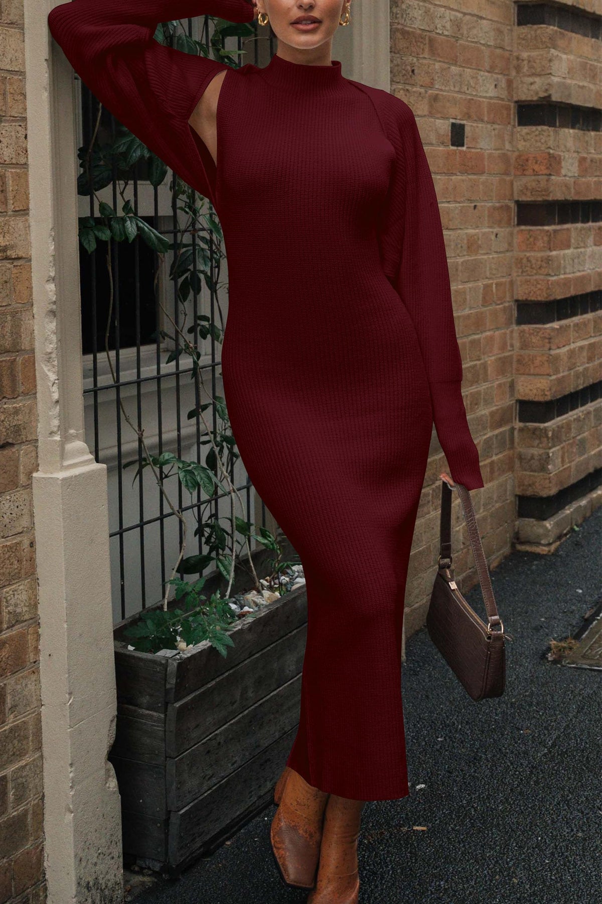 PRETTYGARDEN Women's 2 Piece Ribbed Knit Sweater Dress Set Wine Red,M 🍁 All In One Marketplace Canada