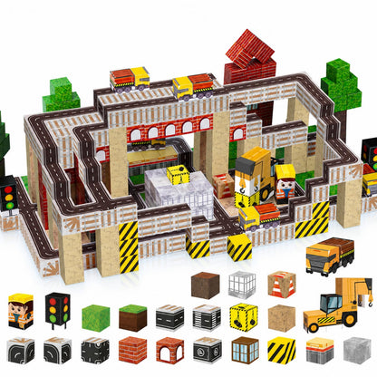 Annexfun 100PCS Magnetic Building Blocks STEM Building Cubes Toy for 5 6 7 8 9 Year Old Boys Girls, Road Construction Toy Magnetic Building Learning Gamers Toys with Car for Kids Christmas Birthday 🍁 All In One Marketplace Canada