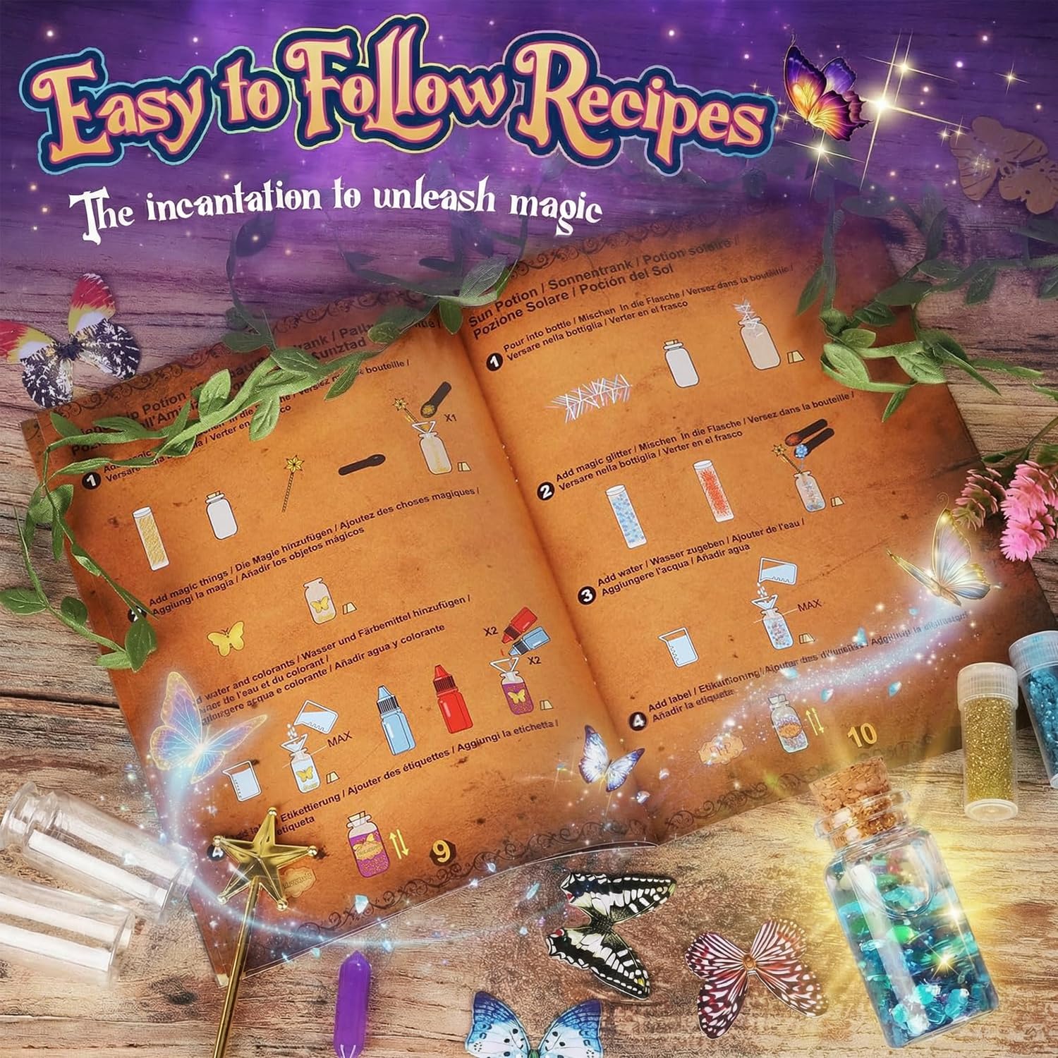 Alritz Fairy Potions Kit, Magic Mix Kit 20 Bottles, Decorations Ornaments Garden Crafts Birthday Gifts Toys for Girls 6 7 8 9 10 Years Old Families Party Outdoor Indoor - Available at All In One Marketplace Canada