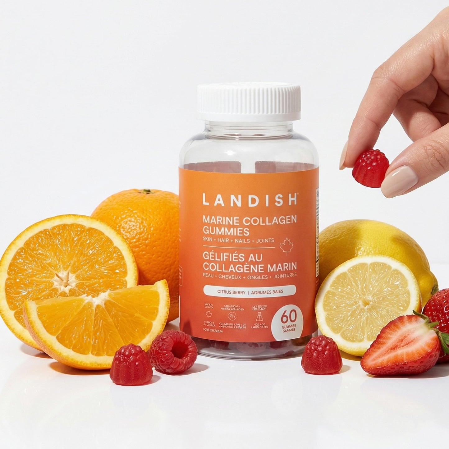 Landish Marine Collagen Gummies, Skin Hair Nails & Joints, 60 Gummies Landish