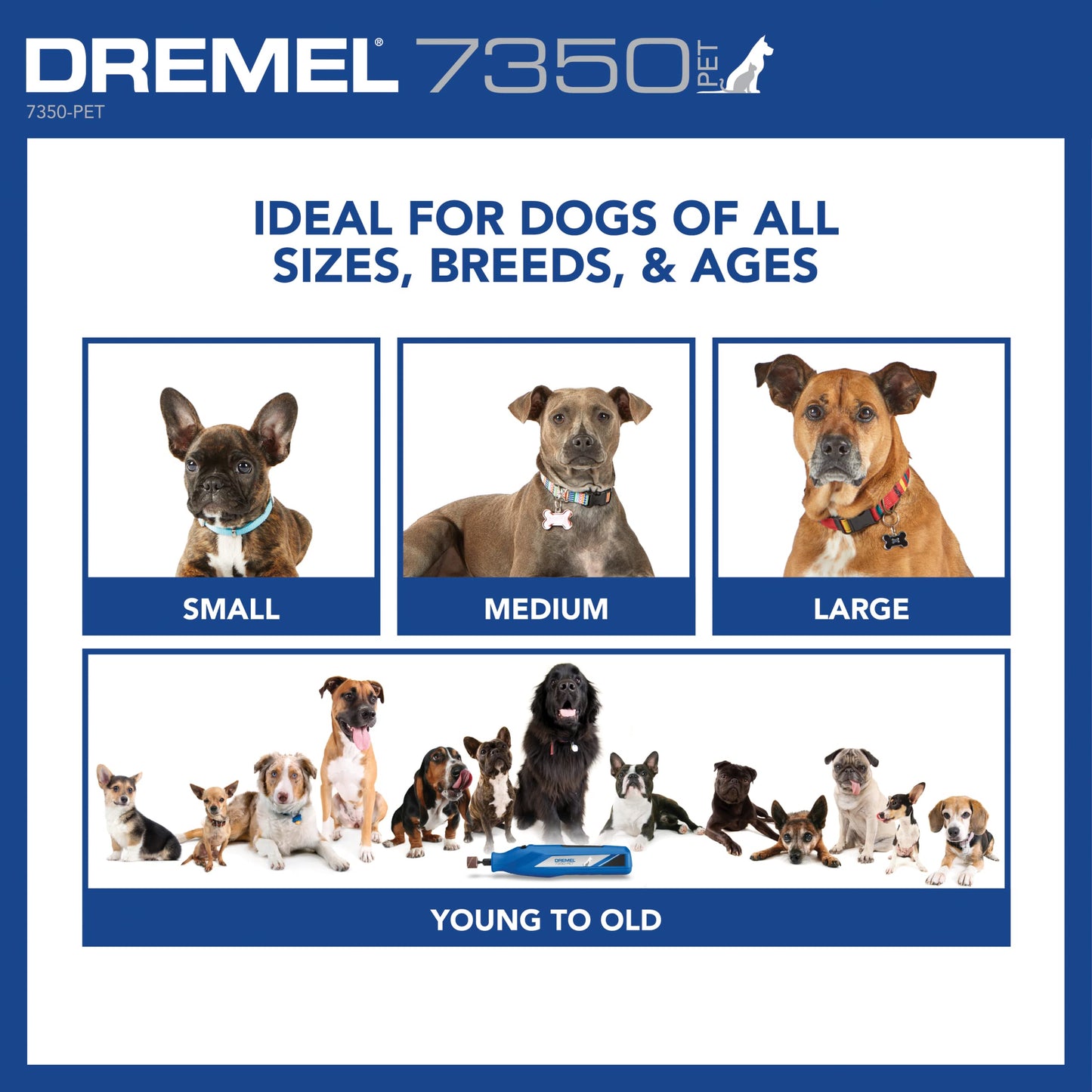 Dremel 7350-PET 4V Pet & Dog Nail Grinder, Easy-to-Use & Safe Nail Trimmer, Professional Pet Grooming Kit - Works on Large, Medium, Small Dogs & Cats Dremel