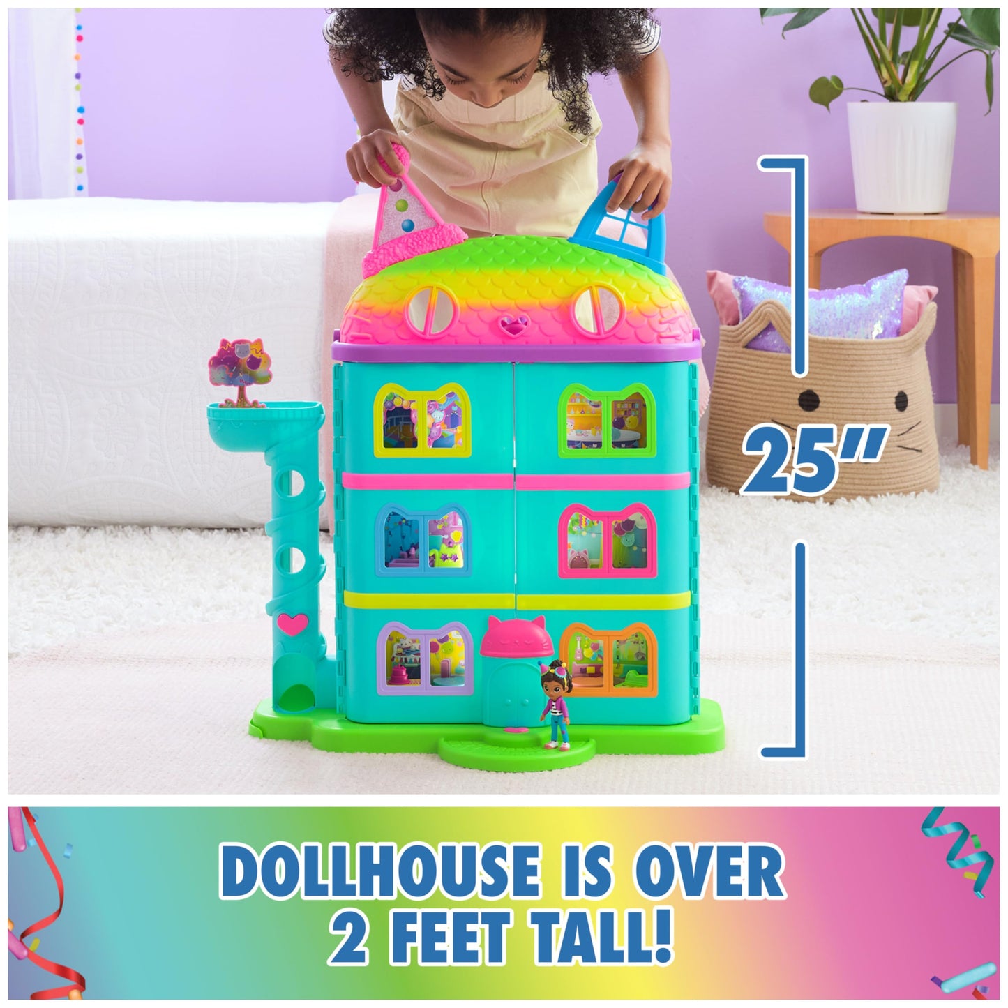 DreamWorks GABBY'S Dollhouse, 14 Pc Celebration Dollhouse, 25-Inches Tall, with Toy Figures, Doll House Furniture & 10 Sounds, Kids Toys for Girls & Boys Ages 3+ 🍁 All In One Marketplace Canada