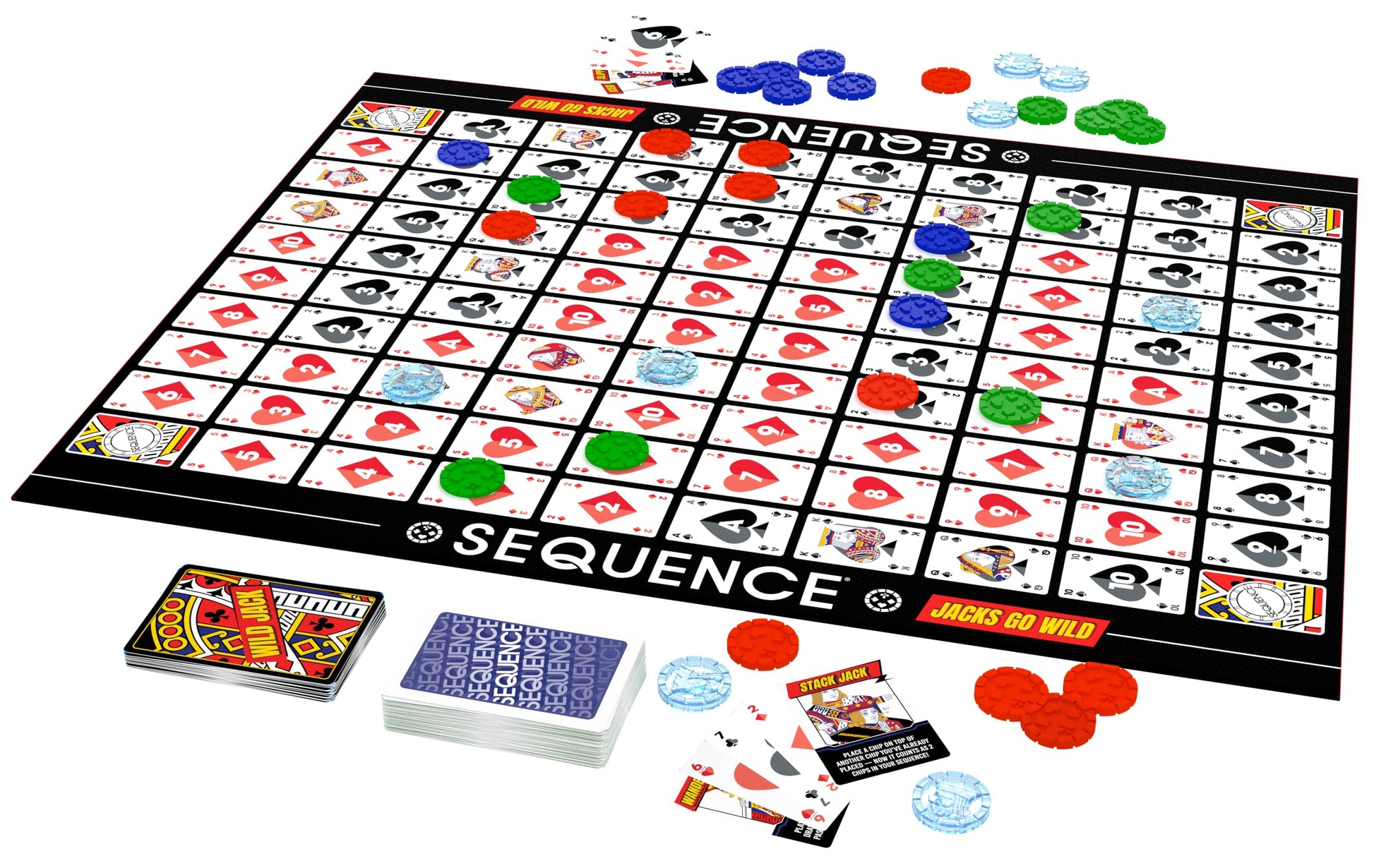 Goliath Sequence Jacks Go Wild! | Strategy Board Game Includes Additional Wild Jacks Cards | 2-12 Players, Ages 7+ Goliath