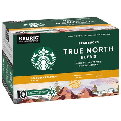 Starbucks True North Blonde Light Roast Coffee K-Cup Pods - 60 Count (6 Boxes)