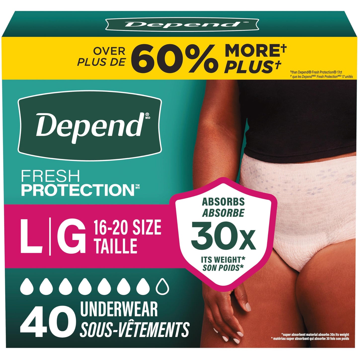 Depend Fresh Protection Adult Incontinence Underwear for Women (Formerly Depend Fit-Flex), Disposable, Maximum, Large, Blush, 40 Count 🍁 All In One Marketplace Canada