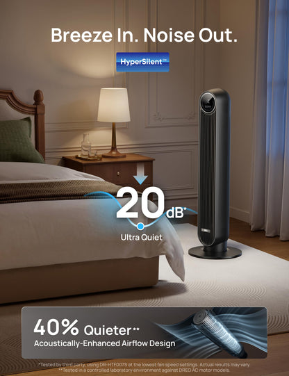 DREO Tower Fan for Bedroom, Smart Oscillating Quiet Floor Fans, Standing Bladeless Fan with Remote and WiFi Voice Control, 4 Modes, 4 Speeds, 8H Timer, 28dB, Works with Alexa/Google 🍁 All In One Marketplace Canada