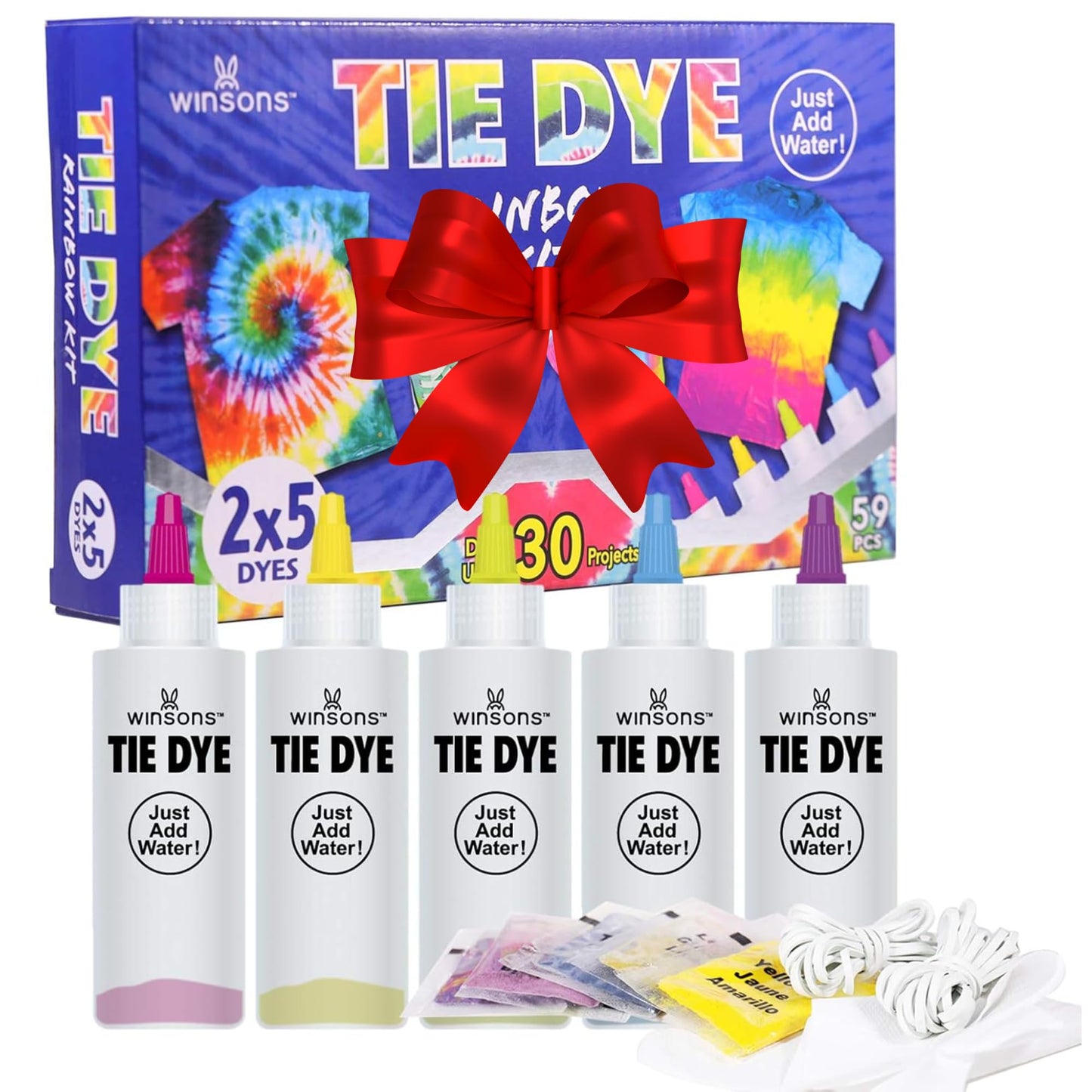 WINSONS Tie Dye Kit, 20 Colours Non Toxic Permanent Fabric Dye Art Set for Kids Women for Homemade Party Creative Group Activities DIY Gift