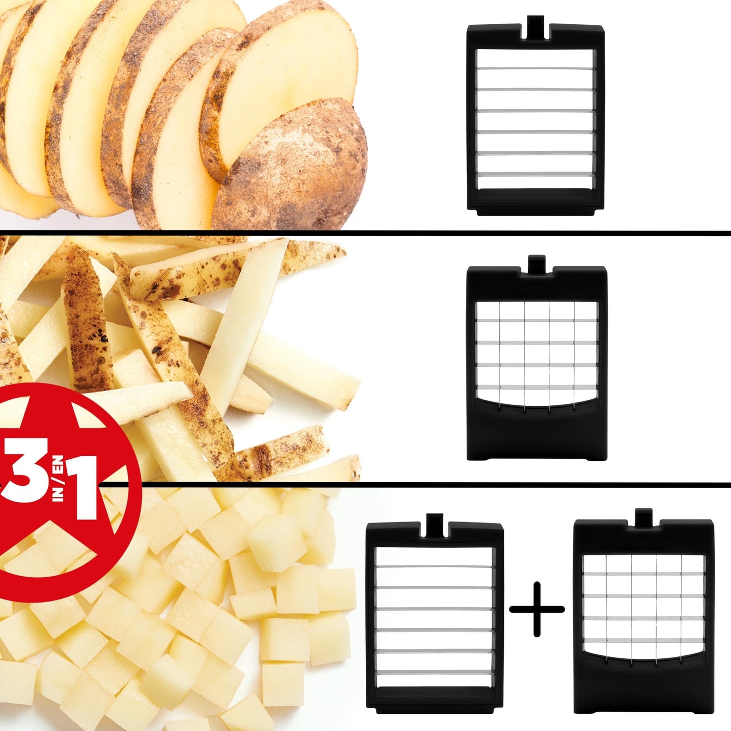 Starfrit Pro Fry Cutter & Cuber, 3-in-1 Potato & Vegetable Cutter Starfrit