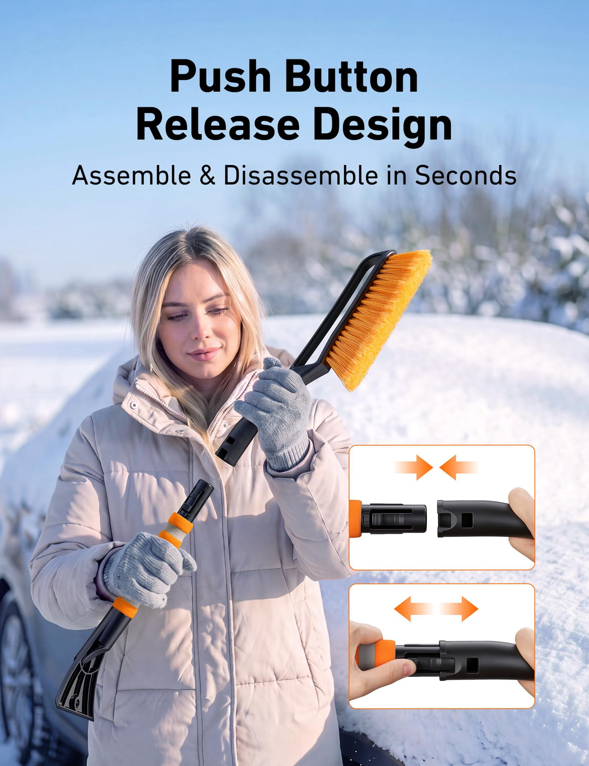 AstroAI 27" 2-in-1 Detachable Snow Brush & Ice Scrapers for Car Windshield 🍁 All In One Marketplace Canada
