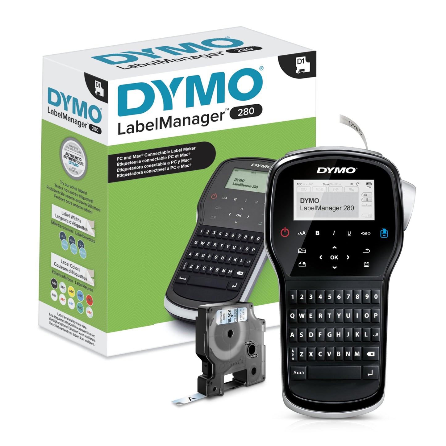 DYMO LabelManager 280 Rechargeable Portable Label Maker, Label Printer for Home & Office Organization - Easy-to-Use, One-Touch Smart Keys, QWERTY Keyboard, PC and Mac Connectivity DYMO