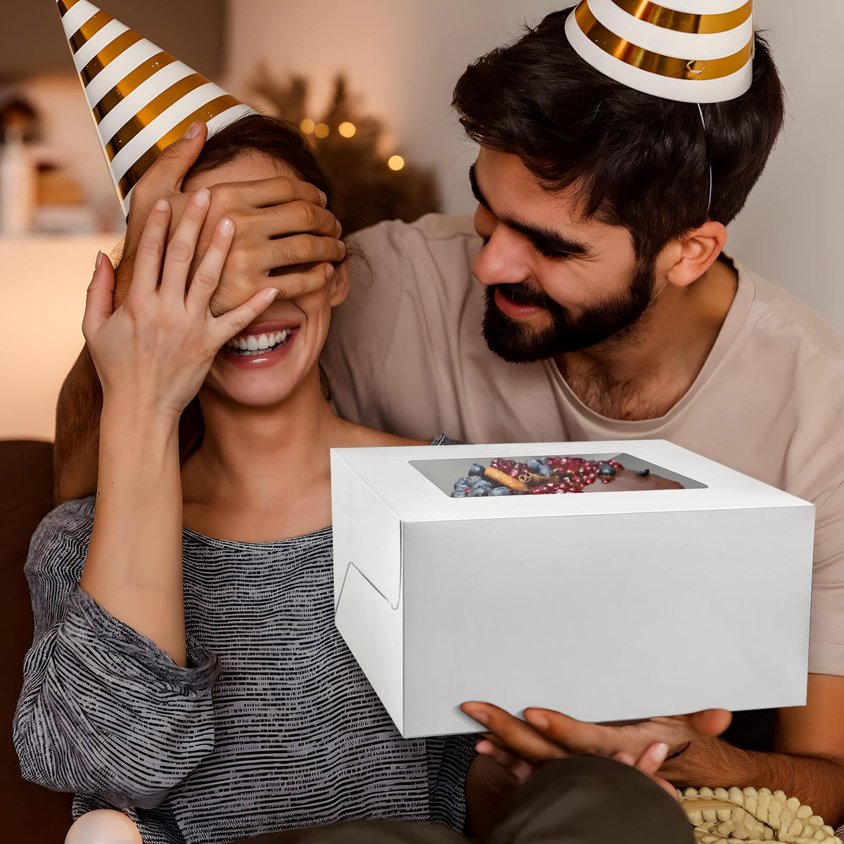 40 Pcs Cake Boxes with Window, 10” x 10” x 5” White Tall Bakery Box Set (20pcs Boxes & 20pcs Boards), Paperboard Cake Baker Box for Bakery, Cakes, Pastries 🍁 All In One Marketplace Canada