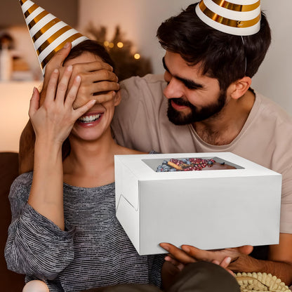 40 Pcs Cake Boxes with Window, 10” x 10” x 5” White Tall Bakery Box Set (20pcs Boxes & 20pcs Boards), Paperboard Cake Baker Box for Bakery, Cakes, Pastries 🍁 All In One Marketplace Canada
