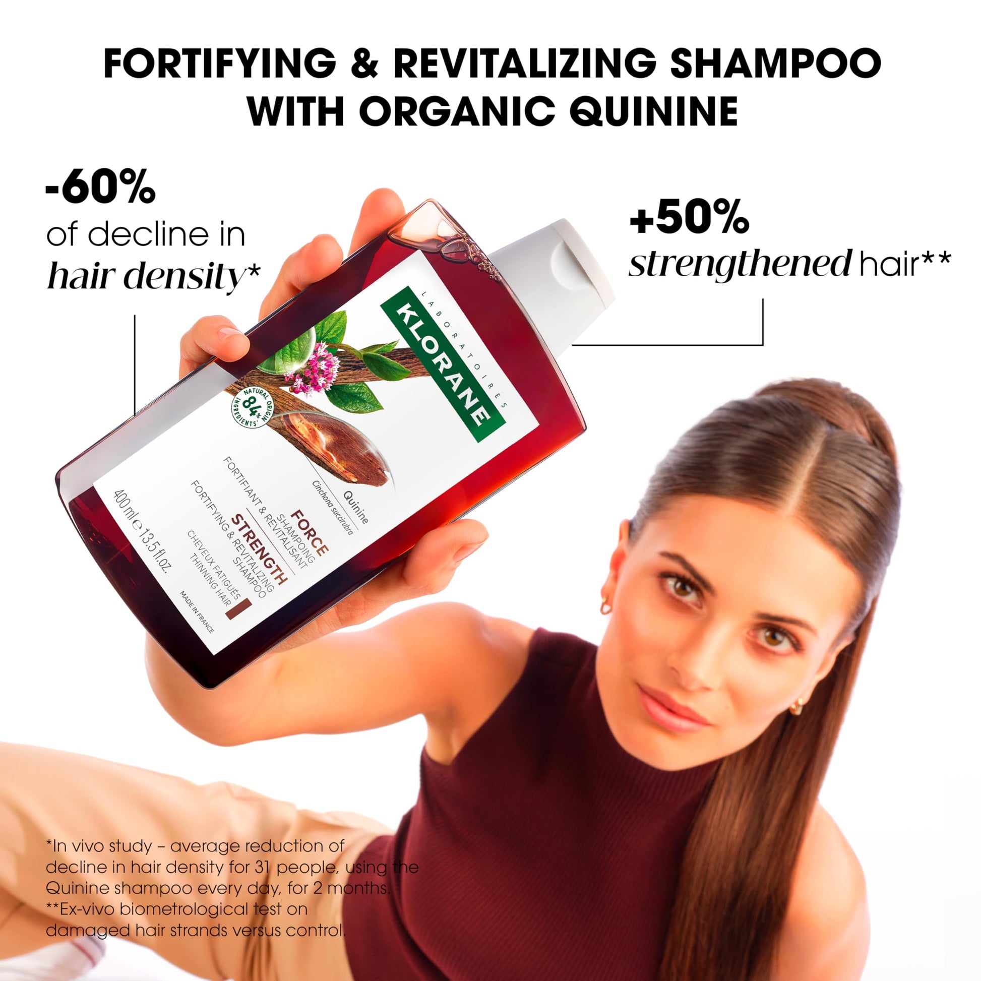 Klorane quinine fortifying shampoo for thin, tired hair, 400ml Klorane