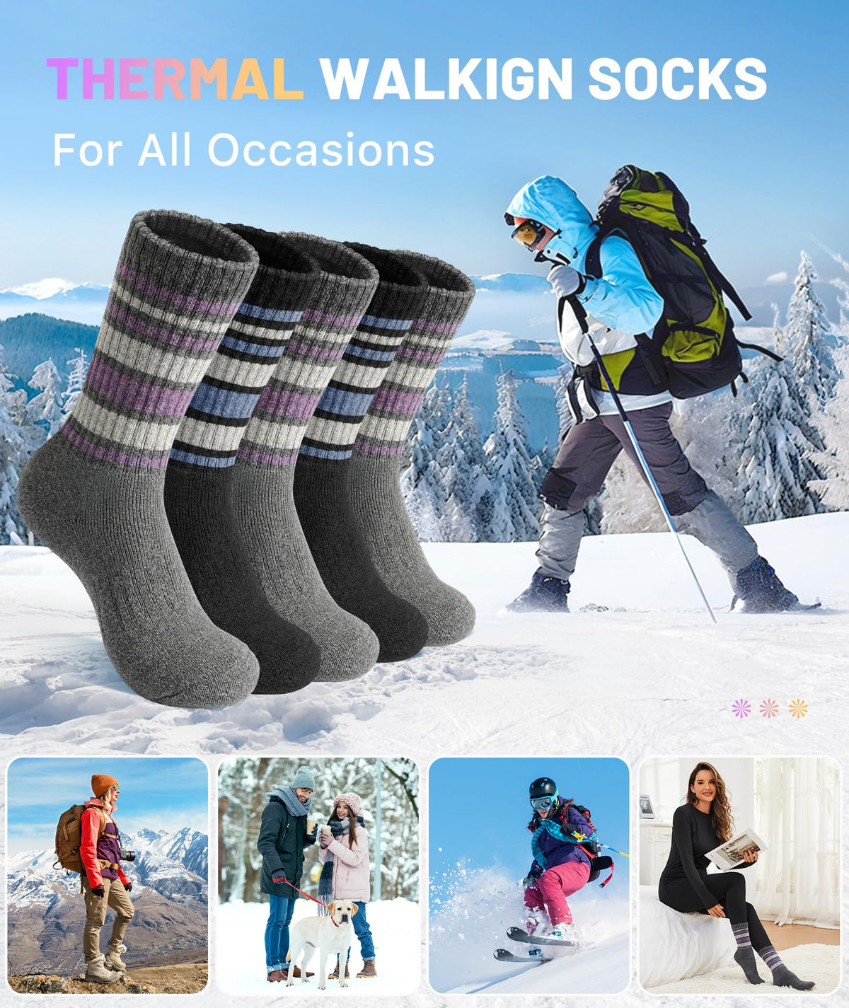 SIMIYA Merino Wool Socks for Women 5 Pairs Extra Thick Winter Thermal Warm 🍁 All In One Marketplace Canada