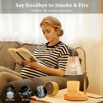 Candle Warmer Lamp with Timer Dimmer Adjustable Height, Wax Warmer Lamp for Jar Candles with 2 Bulbs, for Home Decor, Christmas, Birthday Gifts for Women(Transparent-02) 🍁 All In One Marketplace Canada